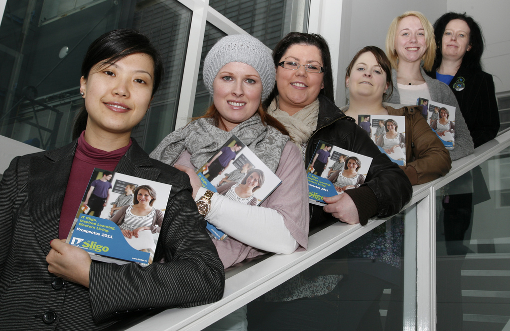 Students Claire Burke (Leitrim), Hillary Lyons (Sligo), Aoife Murphy (Mayo), Suzy Short (Sligo) and Min Yin (Sligo), organisers of ‘Enterprise This’, pictured with their lecturer Catherine McGuinn. 