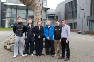  IT Sligo President, Professor Terri Scott with Students from the Bachelor Business (Recreation & Leisure) programme Brian and Alex Mc Farlene. Also included is Thomas Keenan GPA Officer County Leitrim and Roddy Gaynor, Lecturer IT Sligo.   
