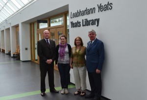 Bursary Award Recipients Noreen Carolan and Olga Ni Fhearraigh picture visiting Yeats Library at IT Sligo during the International Yeats Summer School. Also pictured are the President of the Yeats Society, Joe Cox and Head of Development and Business Operations at IT Sligo, Gordon Ryan. From left to right are; Gordon Ryan, Olga Ni Fhearraigh, Noreen Carolan, and Joe Cox. 
