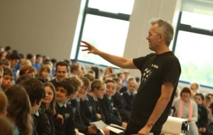 Dr Steve Humble, otherwise known as 'Dr Maths', was the guest presenter at a Maths Week event at IT Sligo. Almost 600 primary and secondary school students from Sligo attended two lectures by the presenter. 