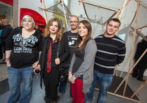 Students Tamsin Breen, Nera Tanase, James Huxley, Vyginas Vezelis and Shane Irvine at one of the projects for Culture Night at Johnston's Court, Sligo. .Photo: James Connolly / PicSell8.21SEP12.