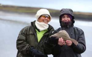 Aisling Gillen and Arlene Palmer from Failte Ireland, with the Flounder they caught in the IT Sligo/R.N.L.I Inaugural Sea Angling Competition at Streedagh Beach in Sligo, yesterday.