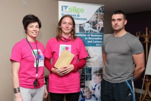 Lanni Gregory, 2nd Year Bachelor of Business in Recreation and Leisure student, was the only female competitor in the event. She’s pictured with lecturer Paula Roddy and Mark Lewis, The Clarion Hotel.