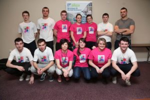 The ‘Try a Tri’ organising committee - 1st and 2nd Year students in the Bachelor of Business in Recreation and Leisure – pictured with lecturer Paula Roddy and Mark Lewis of The Clarion Hotel.  