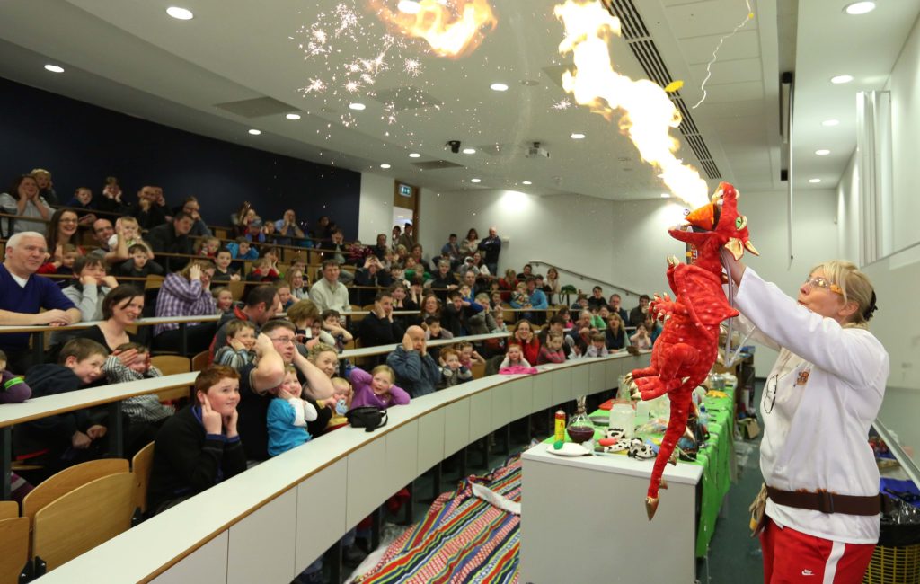 Sue McGrath, experimenting with gasses In "Potions, Explosions and a Little bit of Magic" at the annual Science and Technology Fair as part of Science Week Ireland, in the Institute of Technology, Sligo, yesterday. James Connolly / PicSell8 11NOV12