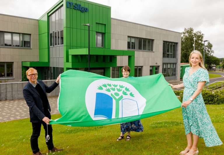 IT Sligo Green Campus Team holding the Green Flag
