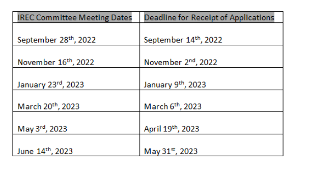 IRAC meetings dates